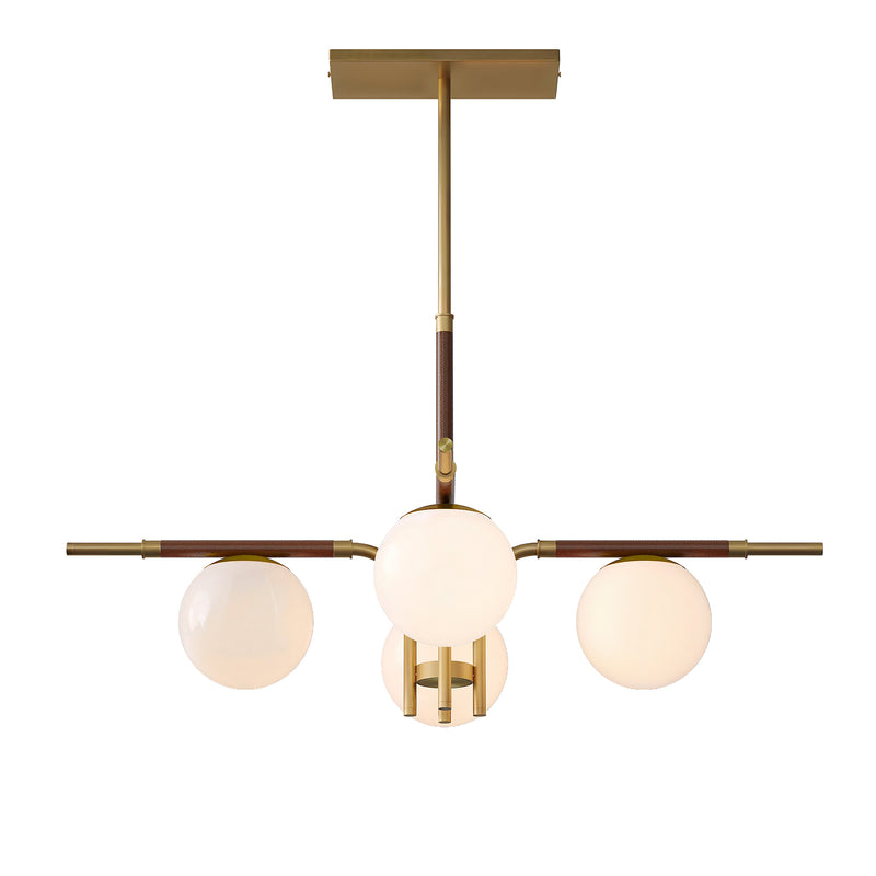 Oliver Square Chandelier - 30.75’’ / MODERN BRASS / No Leather - Custom Lighting by Lucent Lightshop