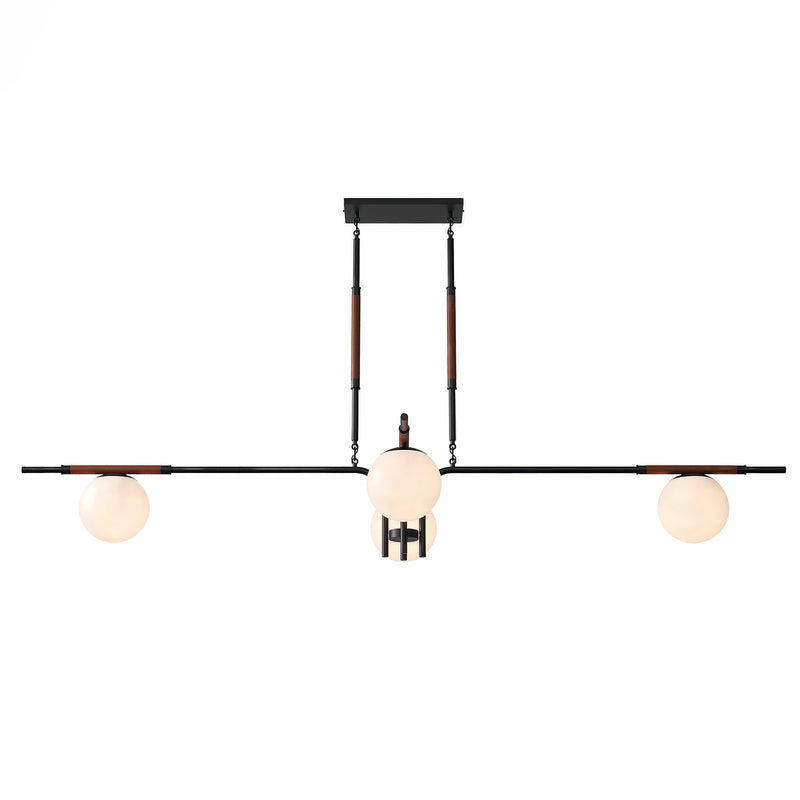 Oliver 4 Globe Chandelier - BLACK / 41’’ / No Leather - Custom Lighting by Lucent Lightshop