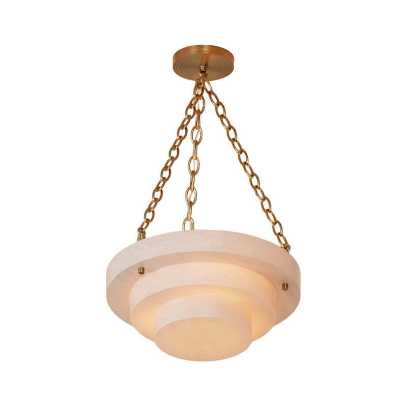 Fondren Alabaster Chandelier - Antique Brass / 26’’ - Custom Lighting by Lucent Lightshop
