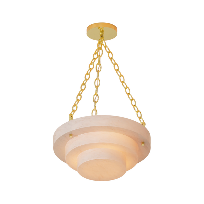 Fondren Alabaster Chandelier - Polished Brass / 26’’ - Custom Lighting by Lucent Lightshop