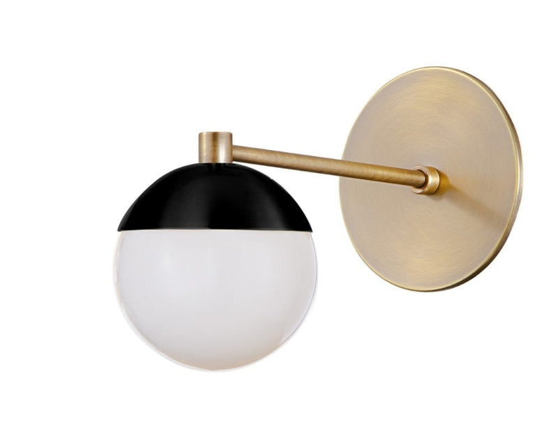 Jaxon Sconce - Antique Brass Black Shade - sconce - Custom Lighting by Lucent Lightshop