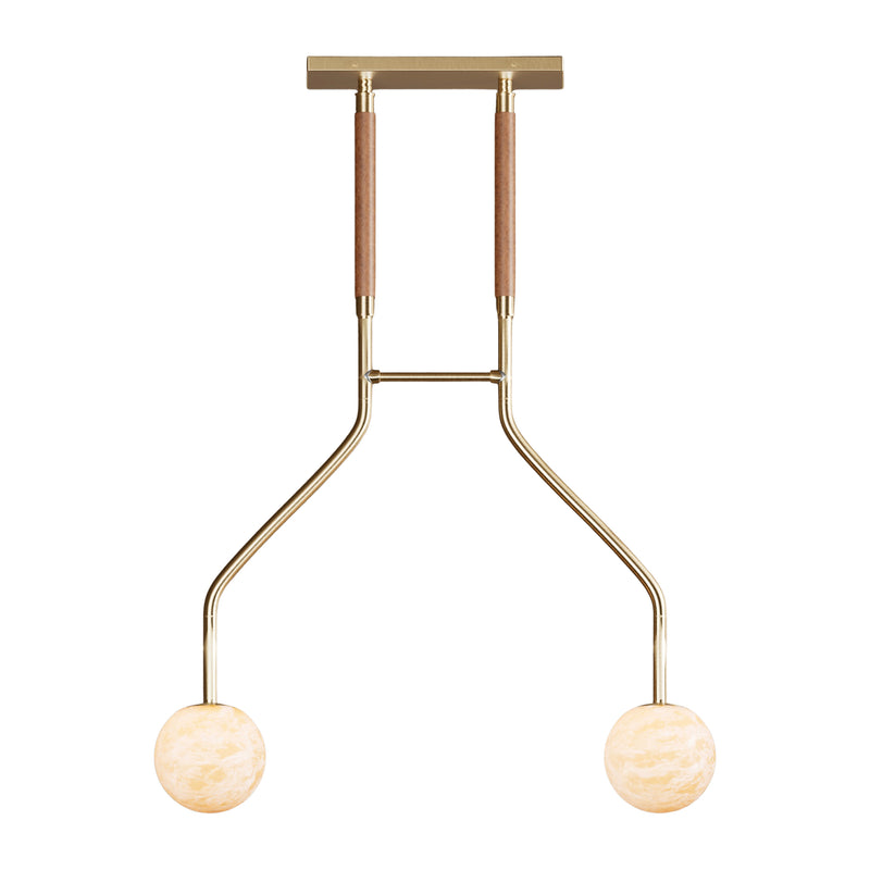 Peaks Alabaster Vanity Pendant - Antique Brass / Black - Custom Lighting by Lucent Lightshop