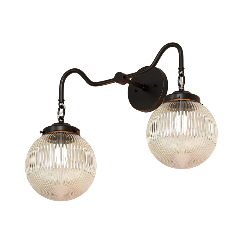 Hayes Two Light Sconce - Black - sconce - Custom Lighting by Lucent Lightshop