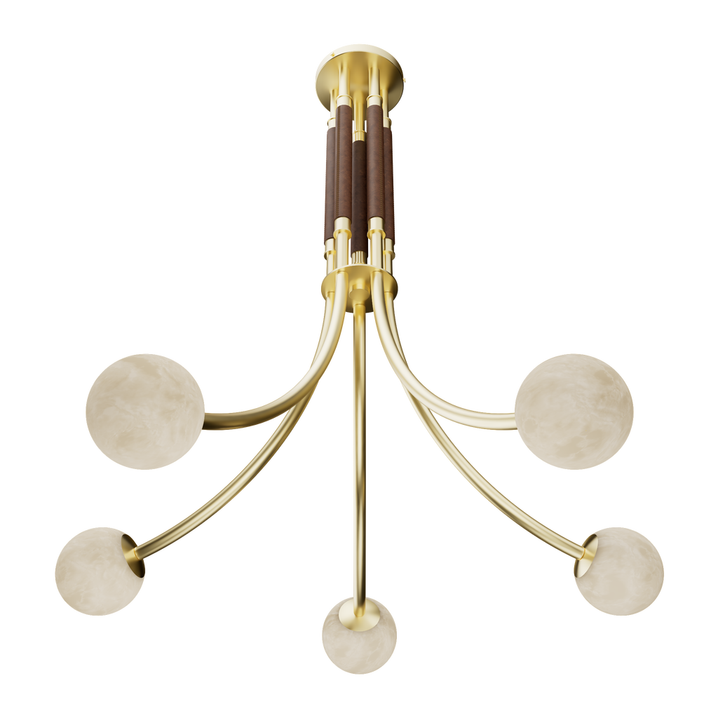 Miles Alabaster Five Light Chandelier