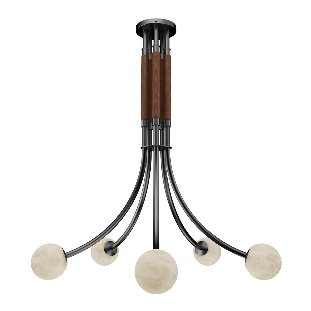 Miles Alabaster Five Light Chandelier