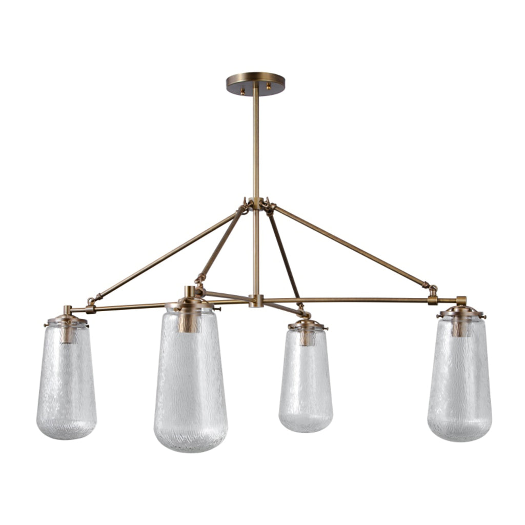Luna Chandelier - Antique Brass / 24’’ / Clear Patterned - Custom Lighting by Lucent Lightshop