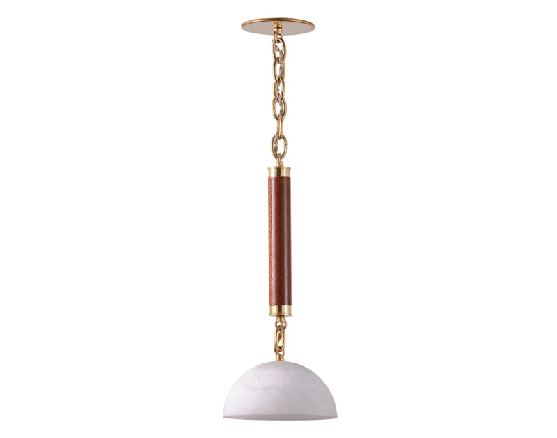 Teller Pendant - Raw Unlacquered Brass / Cigar Brown / With Glass Globe - Custom Lighting by Lucent Lightshop